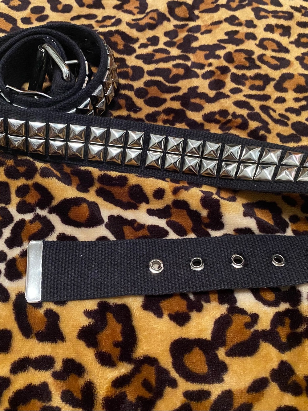 Black Studded Canvas Belt XL